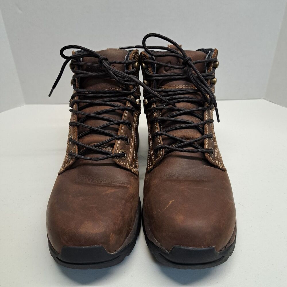 Cabelas Roughneck Ledger Mens 10 M Waterproof Work Boots Brown Leather Soft Toe